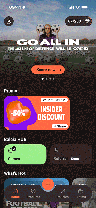 gif showing the home screen of Balcia app